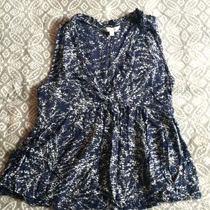 Blue floral sleeveless blouse